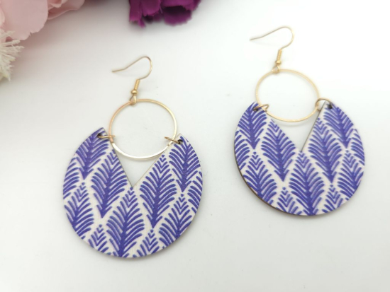 Preview: Große Holz Ohrringe Wood Muster